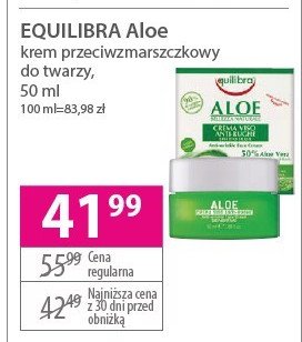 Krem przeciwzmarszczkowy z aloesem Equilibra aloe promocja