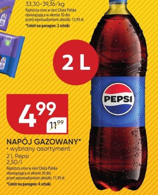 Napój gazowany Pepsi wybrany asortyment promocja w Chata Polska