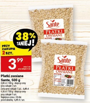 Płatki owsiane Sante promocja w Twój Market