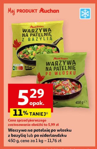 Warzywa na patelnię po niderlandzku Auchan różnorodne (logo czerwone) promocja