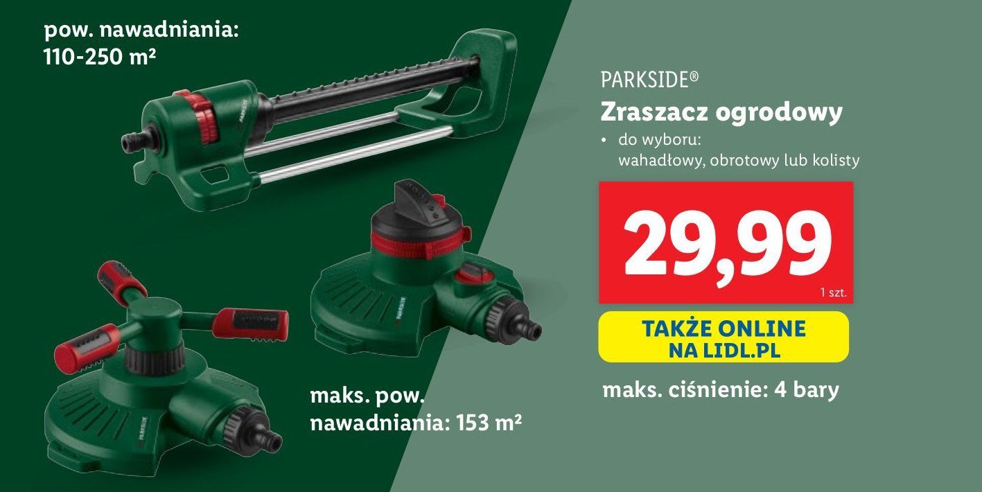 Zraszacz obrotowy impulsowy Parkside promocja w Lidl