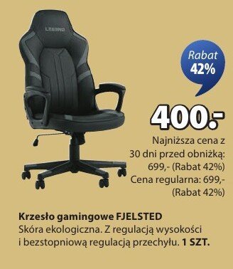 Krzesło gamingowe FJELSTED promocja w Jysk