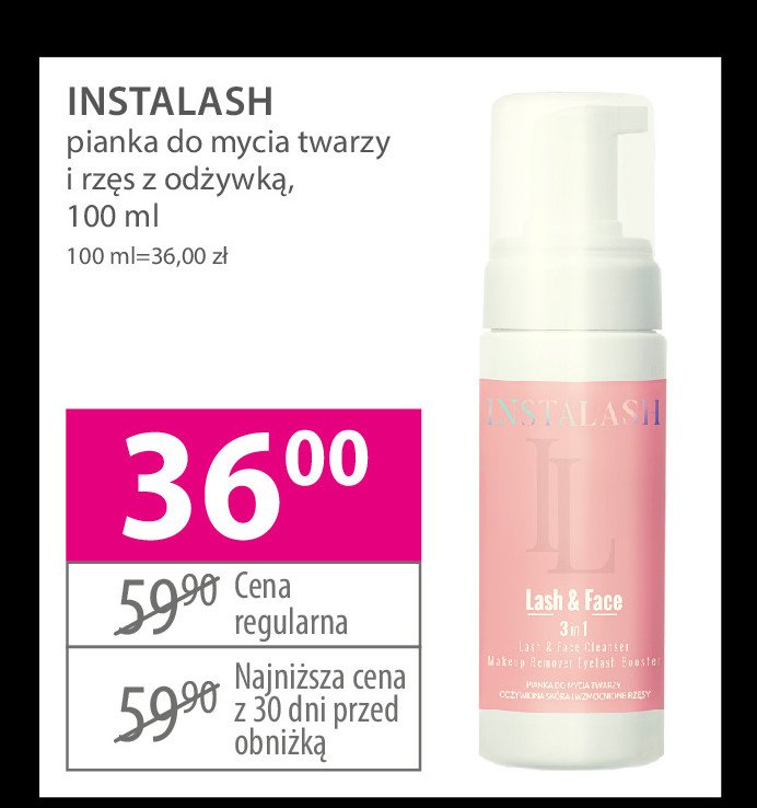 Pianka do mycia twarzy i rzęs z odżywką Instalash lash & face promocja