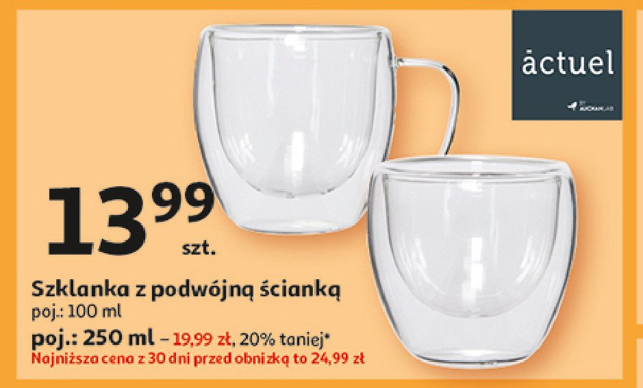 Szklanka z podwójną ścianką 100 ml Actuel promocja w Auchan