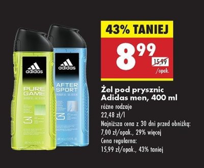 Żel pod prysznic Adidas men pure game Adidas cosmetics promocja