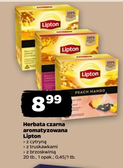 Herbata brzoskwinia i mango Lipton fruit infusion promocja w Netto