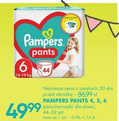 Pieluchomajtki PAMPERS PANTS 4, 5, 6 dla dzieci, 44-52 szt. promocja w Super-Pharm