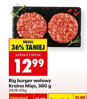 Big burger wołowy Kraina Mięs 380g promocja w Biedronka