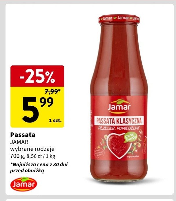 Passata pomidorowa bio Jamar promocja w Intermarche