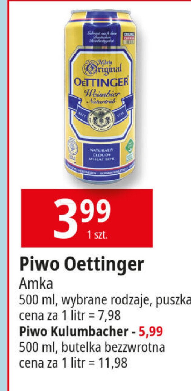 Piwo Oettinger hefeweissbier naturtrub promocja