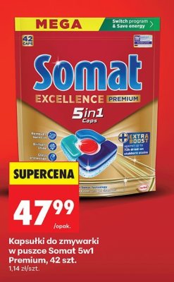 Kapsułki do zmywarki Somat Excellence Premium 5in1 promocja w Biedronka
