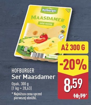 Ser maasdamer w plastrach Hofburger promocja w Aldi