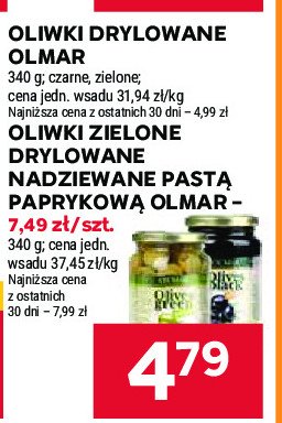 Oliwki zielone nadziewane pastą paprykową OL'MAR promocja w Stokrotka