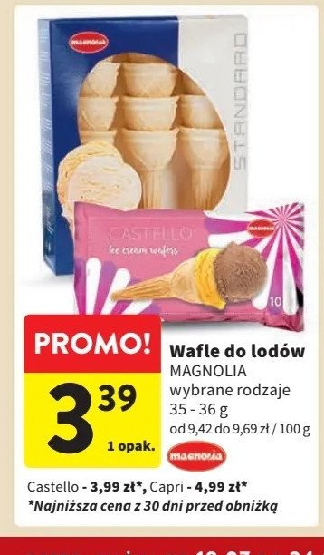 Wafle do lodów capri Magnolia spożywcze promocja