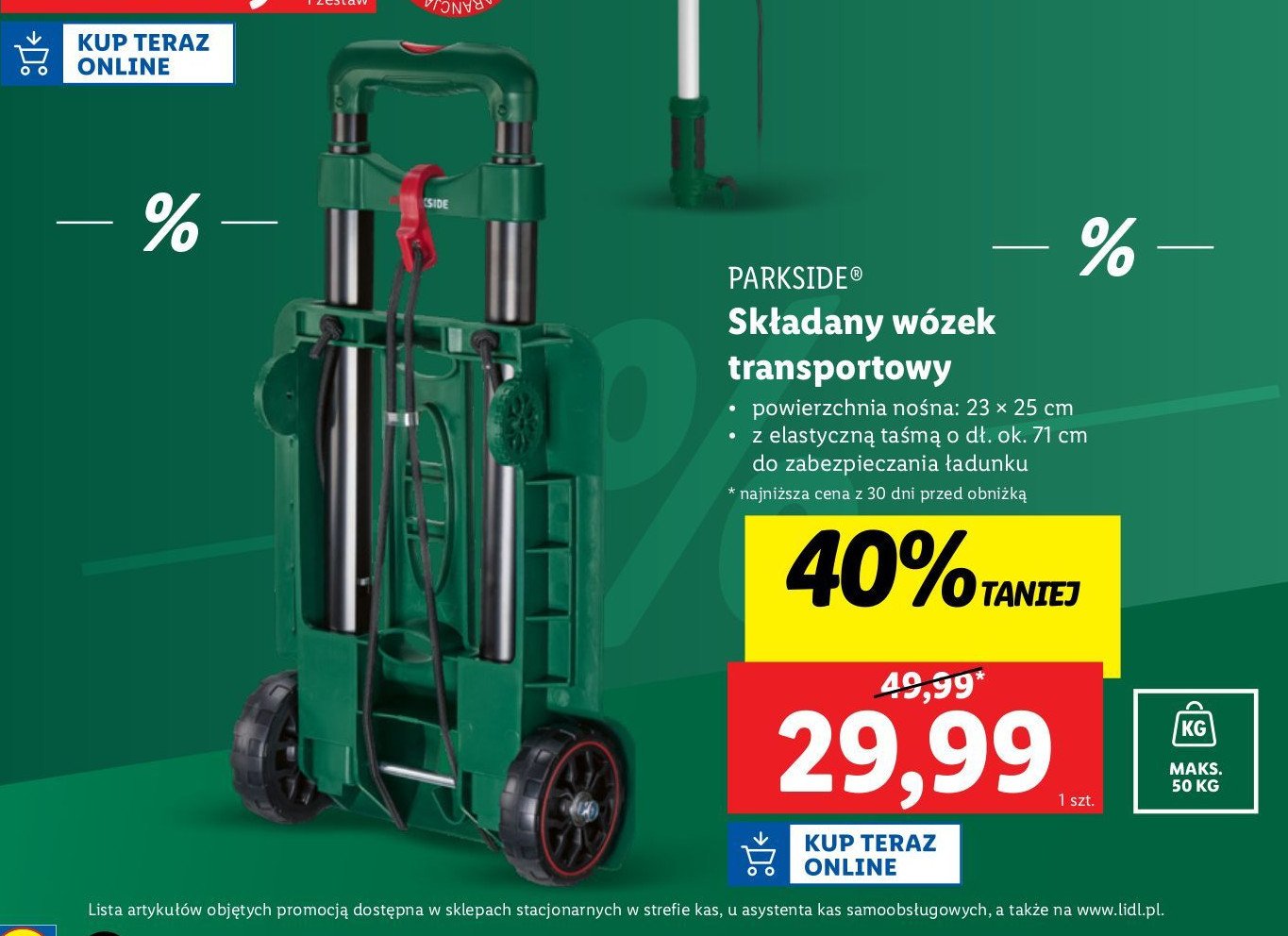 Wózek transportowy składany Parkside promocja