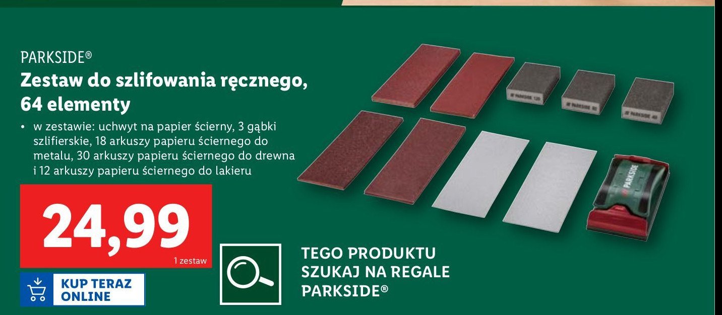 Zestaw do szlifowania ręcznego Parkside promocja w Lidl