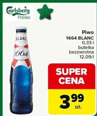 Piwo 1664 BLANC butelka bezwzrotna 0,33 l promocja w Carrefour