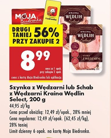 Szynka z wędzarni Kraina wędlin select promocja w Biedronka