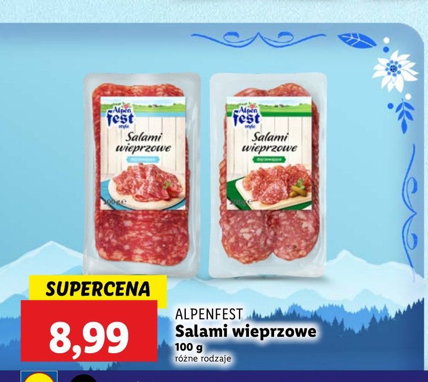 Salami bauernsalami Alpen fest promocja w Lidl