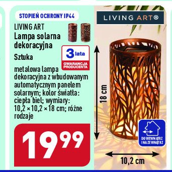 Lampa solarna 18 x 10.2 cm Living art promocja