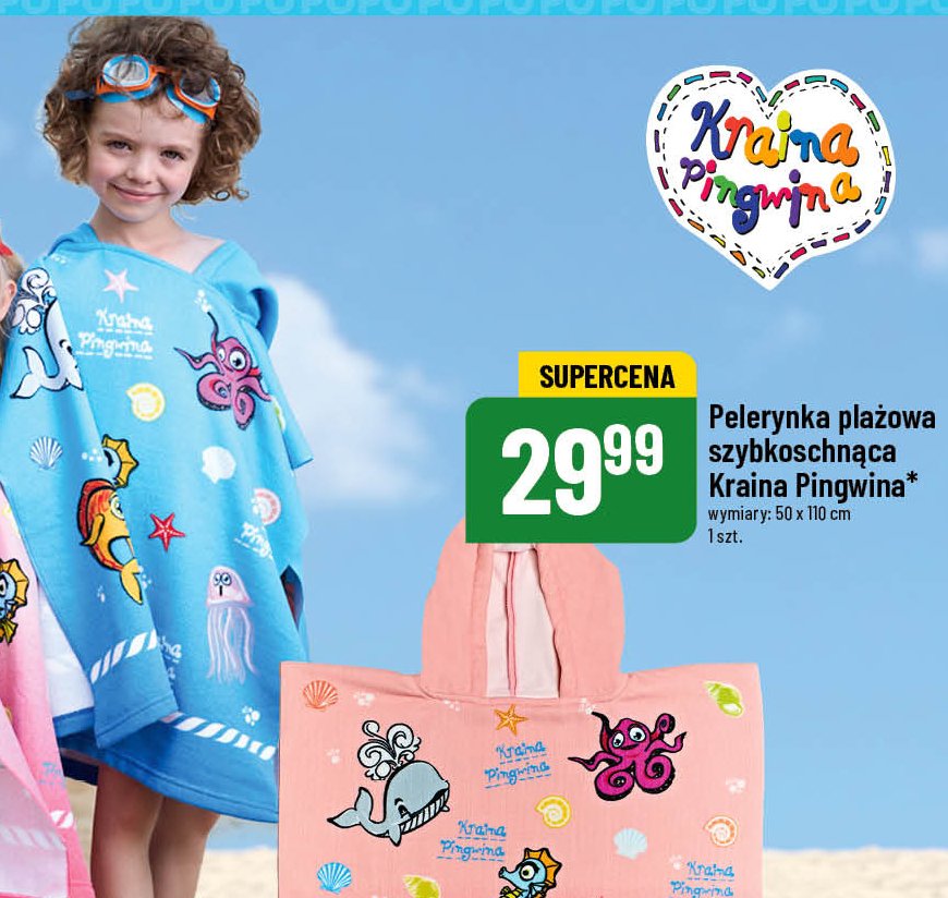 Peleryna plażowa dziecięca różowa 50 x 110 cm promocja