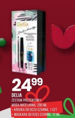 Kosmetyki Delia zestaw prezentowy żel do brwi + kredka do oczu czarna + kredka do oczu czarna + maska rzęs do oczu promocja w Drogerie Natura