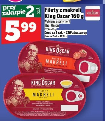 Filety z makreli King Oscar 160 g promocja w TOPAZ