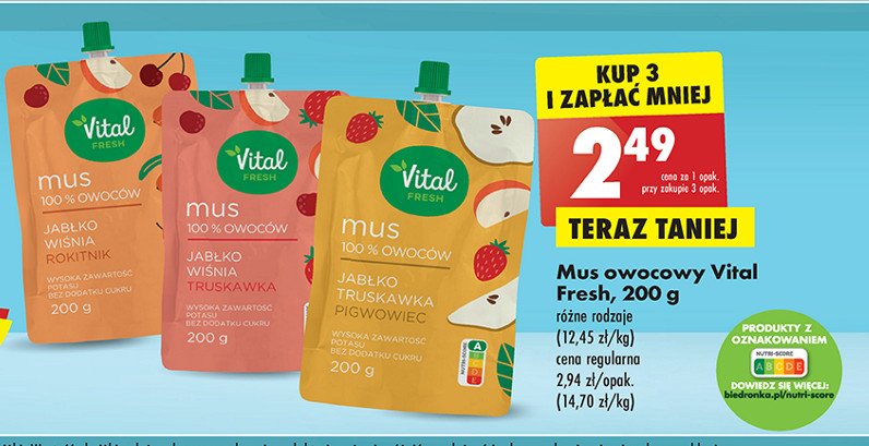 Mus truskawka Vital fresh promocja