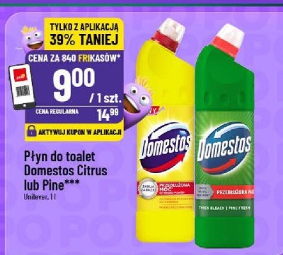 Płyn do toalet Domestos Citrus lub Pine promocja w POLOmarket
