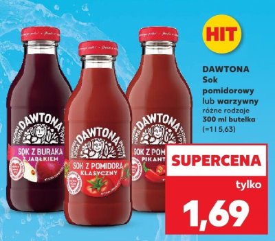 Sok DAWTONA pomidorowy lub warzywny różne rodzaje 300 ml butelka promocja w Kaufland