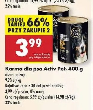 Karma dla psa z sercami z kurczaka i ryżem brązowym Activ pet promocja