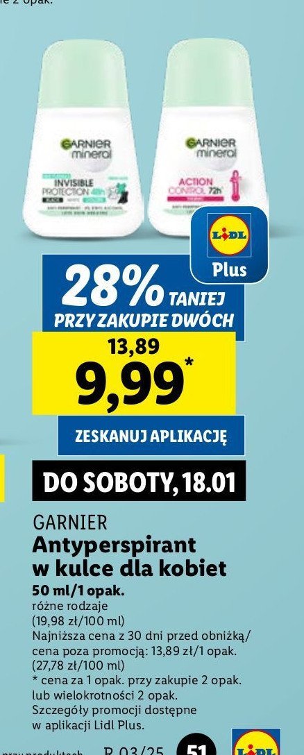 Dezodorant black white Garnier mineral invisible promocja w Lidl