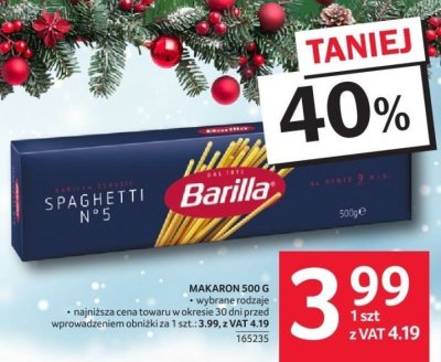 Makaron Spaghetti Barilla 500g wybrane rodzaje promocja w Selgros