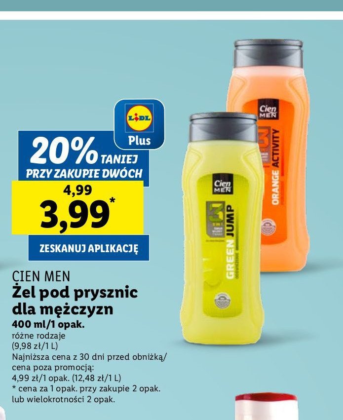 Żel pod prysznic green jump Cien men promocja