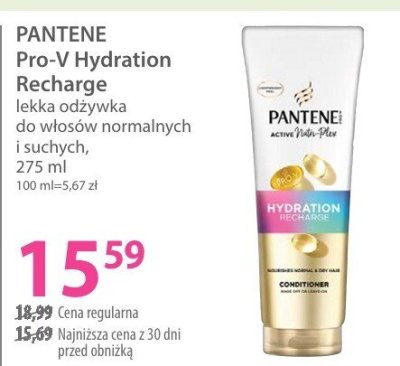 Odżywka do włosów PANTENE Pro-V Hydration Recharge lekka do włosów normalnych i suchych promocja w Hebe