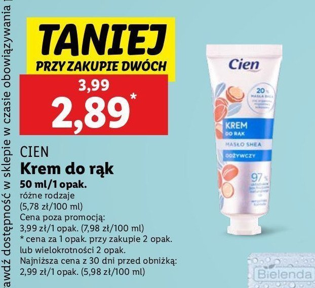 Krem do rąk odżywczy Cien promocja