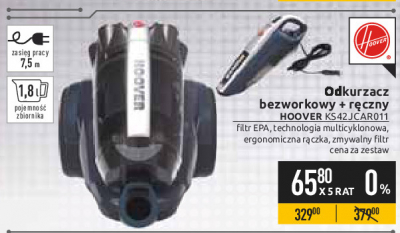 Odkurzacz bezworkowy + r臋czny Hoover promocja