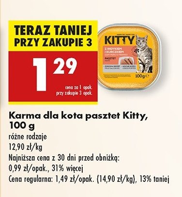 Karma dla kota pasztet z indykiem i kurczakiem Kitty promocja