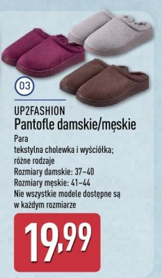 Pantofle damskie/męskie UP2FASHION promocja w Aldi