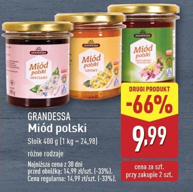 Miód lipowy GRANDESSA promocja w Aldi