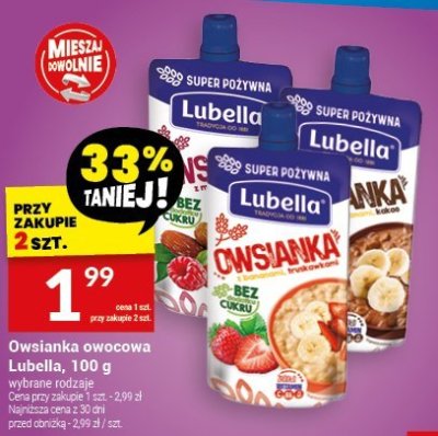 Owsianka owocowa Lubella, 100 g, wybrane rodzaje promocja w Twój Market
