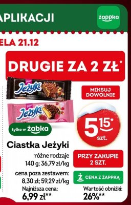 Ciastka Jeżyki różne rodzaje 140 g promocja w Żabka