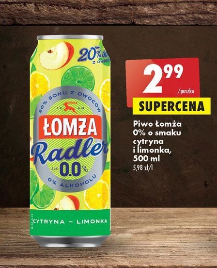 Piwo lemon Łomża radler 0.0% promocje