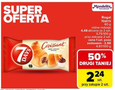 Rogalik Croissant 7Days 60g różne rodzaje promocja w Carrefour