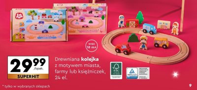 Drewniana kolejka z motywem farmy promocja w Biedronka