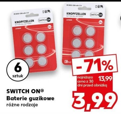 Baterie guzikowe SWITCH ON promocja w Kaufland