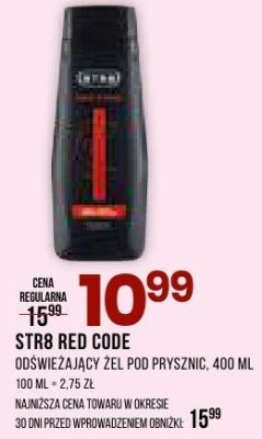 Odświeżający żel pod prysznic STR8 RED CODE promocja w Drogerie Natura