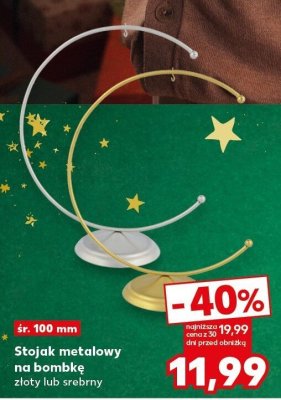 Stojak metalowy na bombkę złoty / srebrny śr. 100 mm promocja w Kaufland