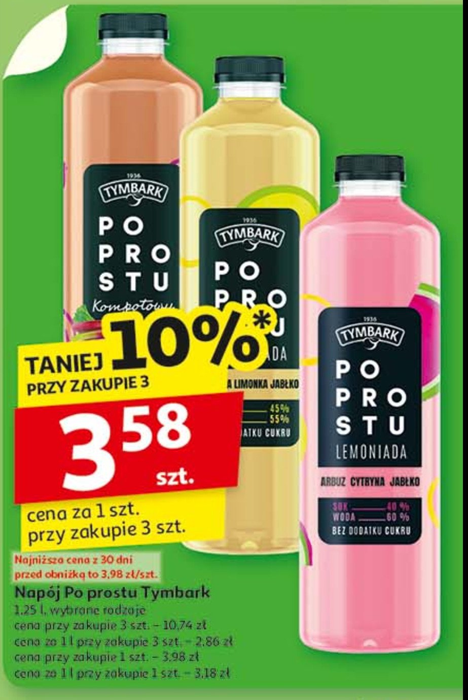 Napój rabarbar Tymbark po prostu promocja w Auchan