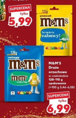 Draże orzechowe w czekoladzie M&M'S 128-115 g opakowanie (=100 g 5,46-6,08) promocja w Kaufland